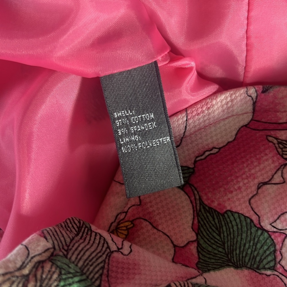 Vintage Josephine Chaus Floral Pink Blazer Woman’s Size 14 Cotton Spandex Blend - Picture 9 of 9
